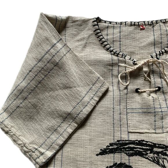 VNTG Shirt Women M Men S Lion Wearable Art Boho Retro African Tassel Animalprint - Picture 4 of 9